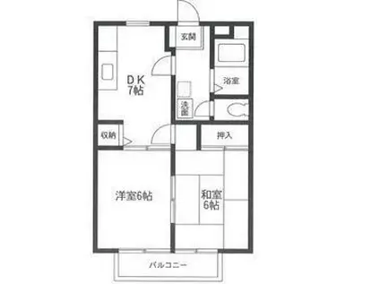 ソシア西館(2DK/1階)の間取り写真