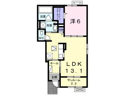 ロハス III(1LDK/1階)の間取り写真