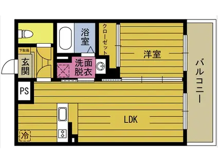 CRESCENT(1LDK/2階)の間取り写真