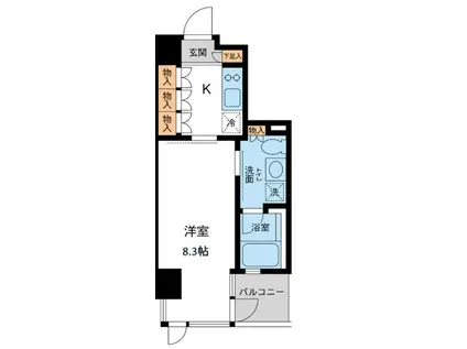 レジデンス白金パークフロント(1K/6階)の間取り写真