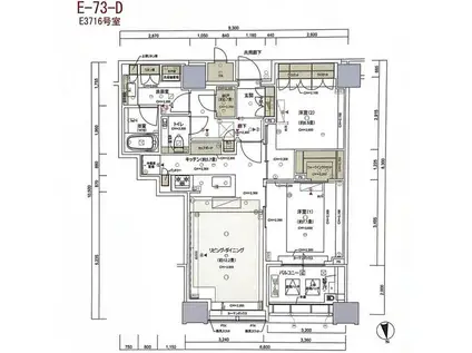 白金ザ・スカイ東棟(2LDK/37階)の間取り写真