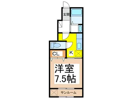 メゾンリヴェール II(1K/1階)の間取り写真