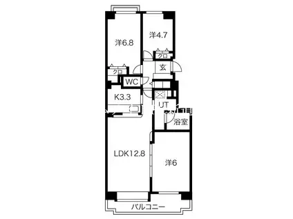 東急ドエル アルス北大通(3LDK/1階)の間取り写真