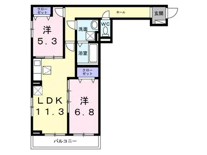 アルコバレーノ(2LDK/1階)の間取り写真