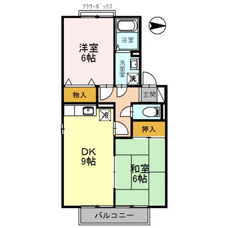 カーサリンピオ B棟(2DK/2階)の間取り写真