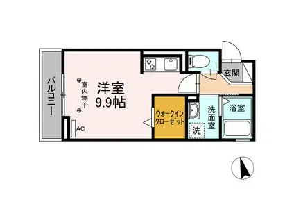 EXCEL21 VI(ワンルーム/2階)の間取り写真