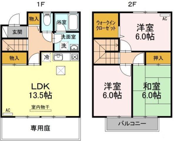 ガーデンタウン松島 C-1棟(3LDK/1階)の間取り写真