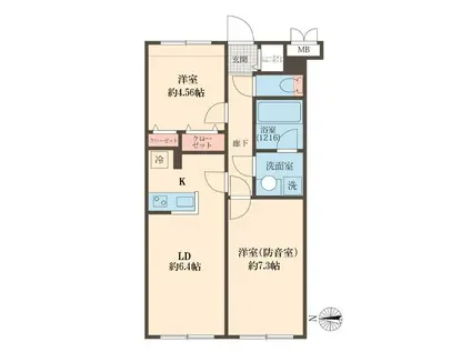 LIBERTE沼袋(2LDK/2階)の間取り写真