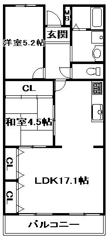 メゾンサステック(2LDK/2階)の間取り写真