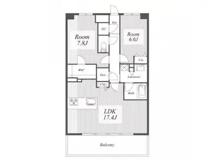 ロイヤルパークスERささしま(2LDK/18階)の間取り写真