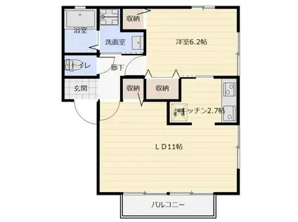 メゾン510 C棟(1LDK/1階)の間取り写真