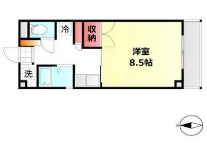Fマンション(1K/3階)の間取り写真