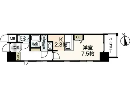 ラルウェンディ縮景園前イースト(1K/10階)の間取り写真