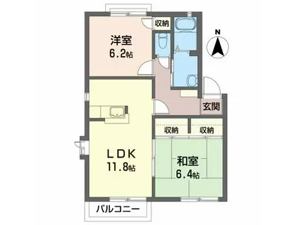 グリーンハウスIII(2LDK/2階)の間取り写真
