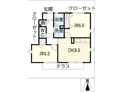 シャルマン(2DK/1階)の間取り写真