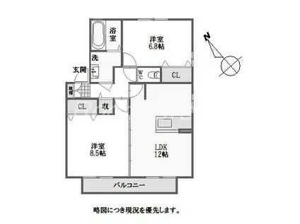 ステージハイツ S(2LDK/2階)の間取り写真