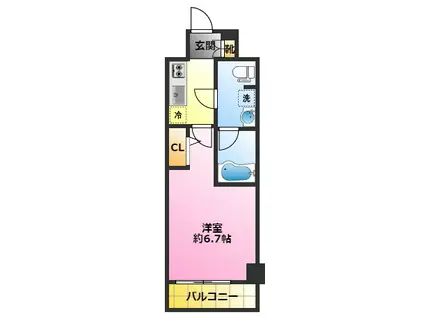 アルコバレーノ武蔵小杉(1K/2階)の間取り写真