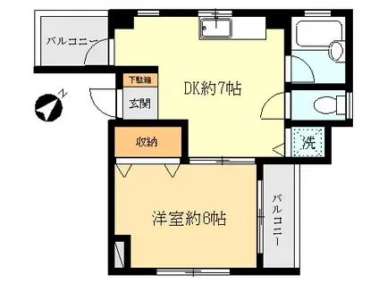 アパートメンツ青山(1DK/3階)の間取り写真