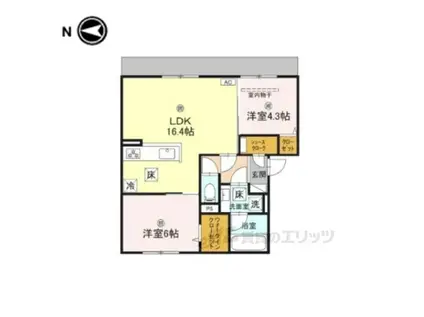 フェリーチェコウズ(2LDK/1階)の間取り写真