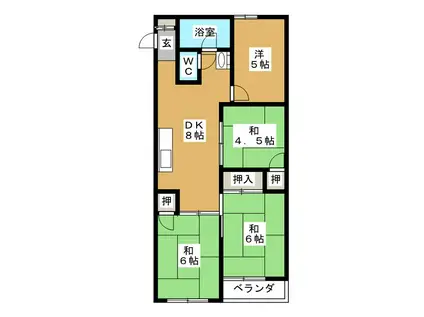 小金原第5コーポラス(4DK/3階)の間取り写真