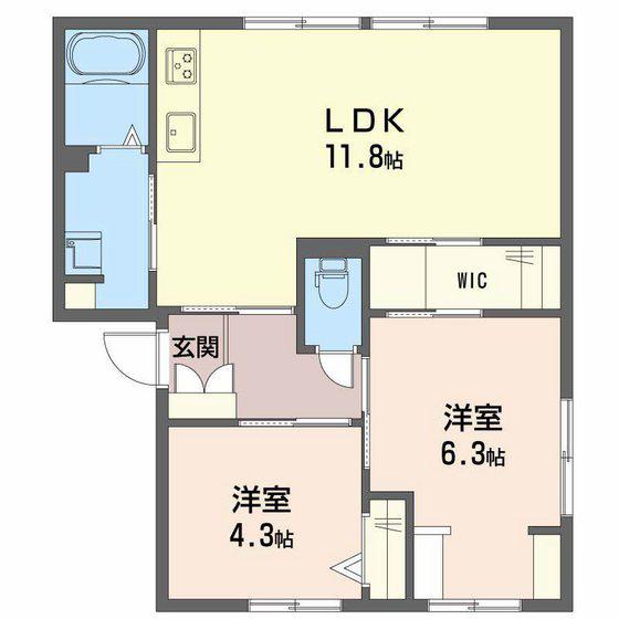 コーポ松浦C棟(2LDK/1階)の間取り写真