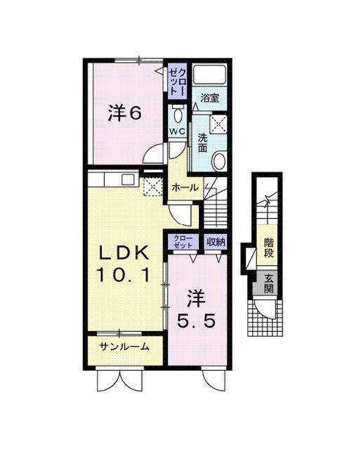 キャンディタフト(2LDK/2階)の間取り写真