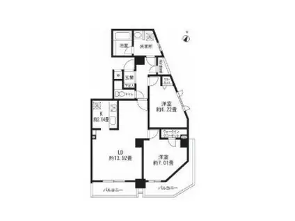 レジディア三軒茶屋II(2LDK/6階)の間取り写真