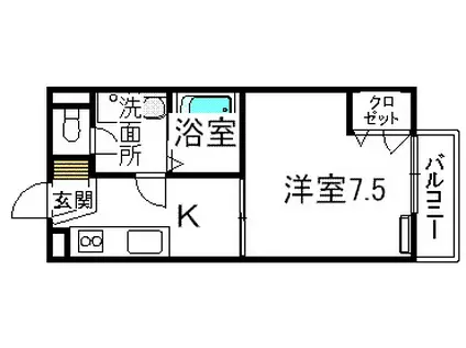 ルピエ栗東(1K/1階)の間取り写真