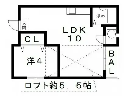 アミニティ ビッグワン(1LDK/4階)の間取り写真
