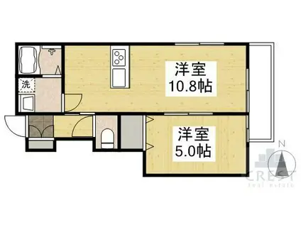 SHINY VILLA川南(1LDK/2階)の間取り写真