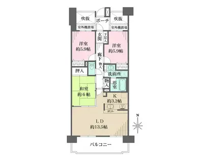 藤和シティホームズ新岐阜(3LDK/10階)の間取り写真