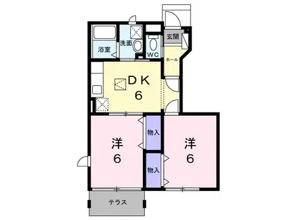 リバーパークC(2DK/1階)の間取り写真