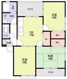 エステ-トピアタナカI(3DK/1階)の間取り写真