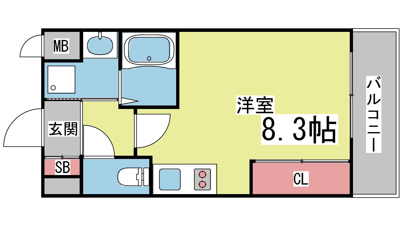 ベルヴィ六甲(ワンルーム/2階)の間取り写真