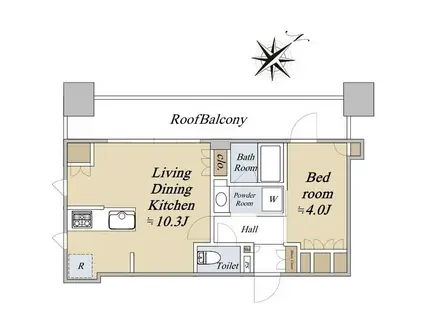 クレストコート旗の台(1LDK/4階)の間取り写真
