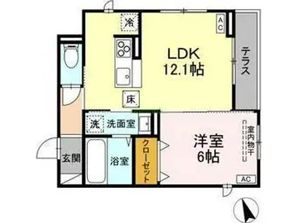 ボヌールK(1LDK/3階)の間取り写真