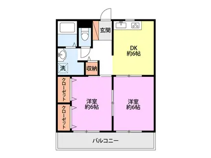エトワール城山(2DK/1階)の間取り写真