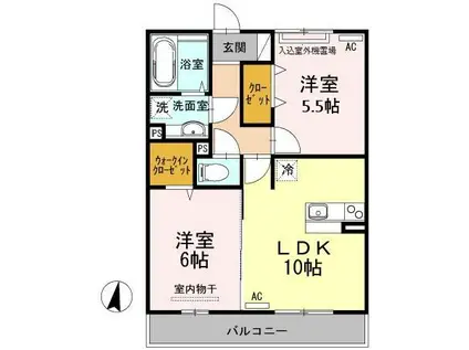 スリー・スターV A(2LDK/2階)の間取り写真