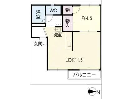 アトゥレ小林(1LDK/2階)の間取り写真