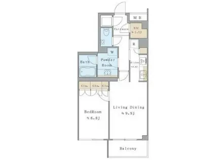 BRILLAIST西麻布霞町(1LDK/3階)の間取り写真