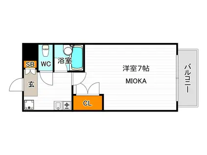 WOBレマーニ阪南町(1K/2階)の間取り写真