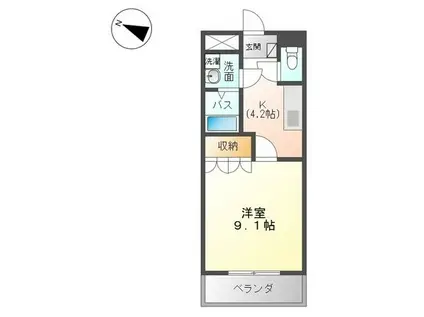 プライムスクエア(1K/2階)の間取り写真