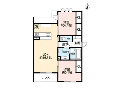 UNO Y SOLO(2LDK/1階)の間取り写真