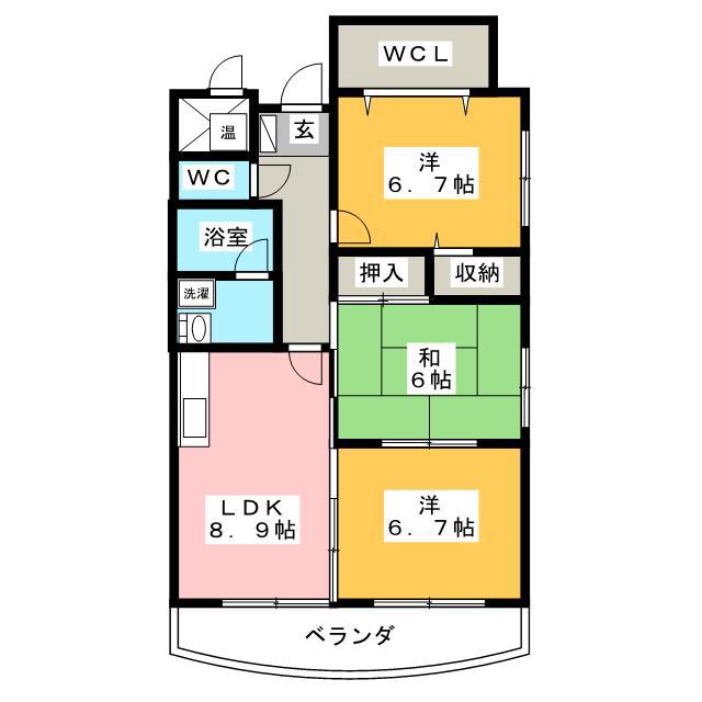 クリスタルパレス(3LDK/1階)の間取り写真