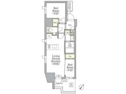 エル・セレーノ横浜関内プリマ(2LDK/5階)の間取り写真