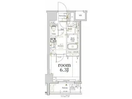 KNOTS大山 ノッツ大山(1K/6階)の間取り写真