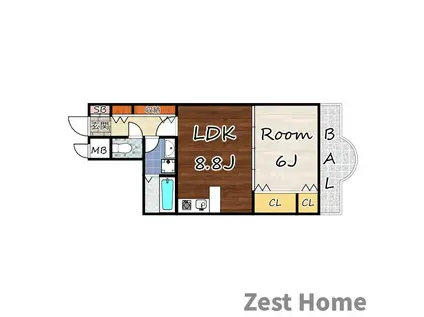 グラン・ドムール杭瀬II(1LDK/6階)の間取り写真