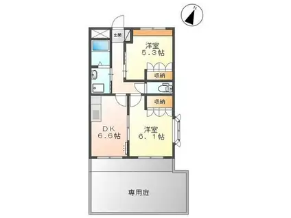 ハピネス・I(2DK/1階)の間取り写真