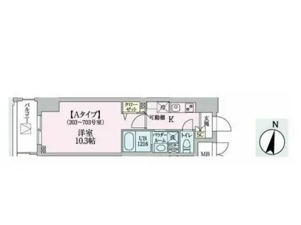 アーバンスカイライン大宮(1K/4階)の間取り写真