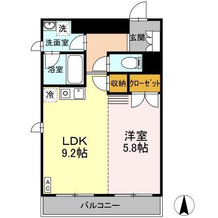 ロータス亀島(1LDK/8階)の間取り写真